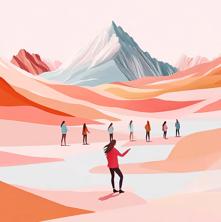 People around mountains